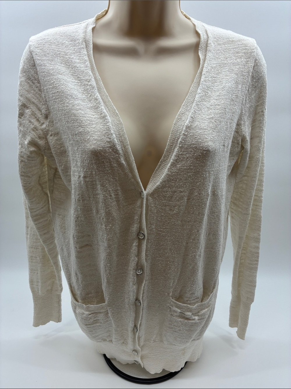 J. Crew Cream Lightweight Button-Front Cardigan